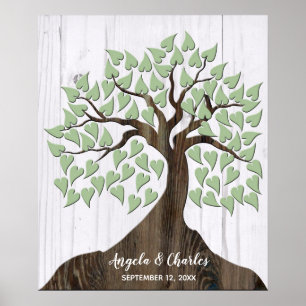 Rustic Wood Tree Alternative Guest Book Poster