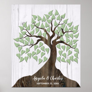 Rustic Wood Tree Alternative Guest Book Poster