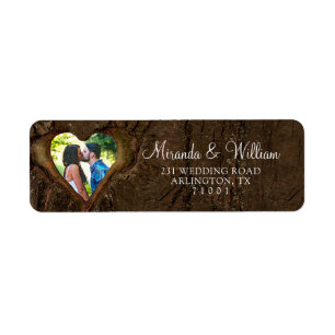 Rustic Wood Tree Heart Wedding Address