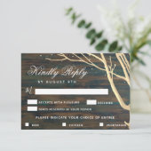 Rustic Wood Tree Wedding Menü Auswahl RSVP Karte (Stehend Vorderseite)