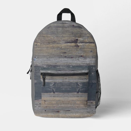 Rustic Wood Trendy Bedruckter Rucksack (Vorderseite)