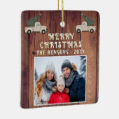 Rustic Wood Truck Family Foto Frohe Weihnachten Keramikornament (Rechts)
