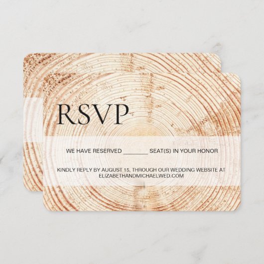 Rustic Wood UAWG vorbehaltene Sitze QR Code Websit RSVP Karte (Vorne/Hinten)
