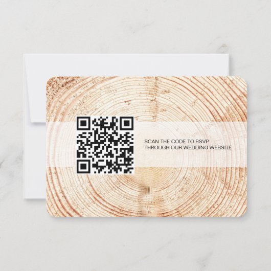 Rustic Wood UAWG vorbehaltene Sitze QR Code Websit RSVP Karte (Rückseite)