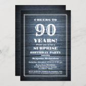 Rustic Wood Überraschung 90. Geburtstagsparty Einladung (Vorne/Hinten)