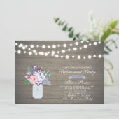 Rustic Wood Überraschung Ruhestand Party Einladung (Stehend Vorderseite)