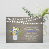 Rustic Wood Überraschung Ruhestand Party Einladung (Stehend Vorderseite)