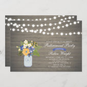 Rustic Wood Überraschung Ruhestand Party Einladung (Vorne/Hinten)