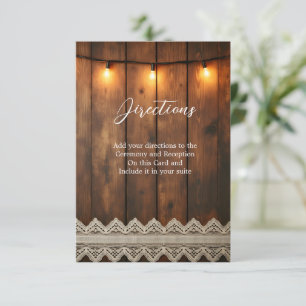 Rustic Wood und Spitze  Richtungs-Karte zum Beileg Dankeskarte