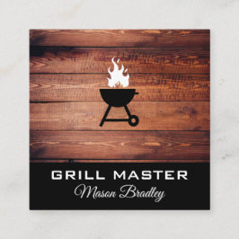 Rustic Wood Utensils Grillen grill master Quadratische Visitenkarte