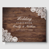 Rustic Wood Vintag Lace Wedding Gästebuch (Vorderseite)