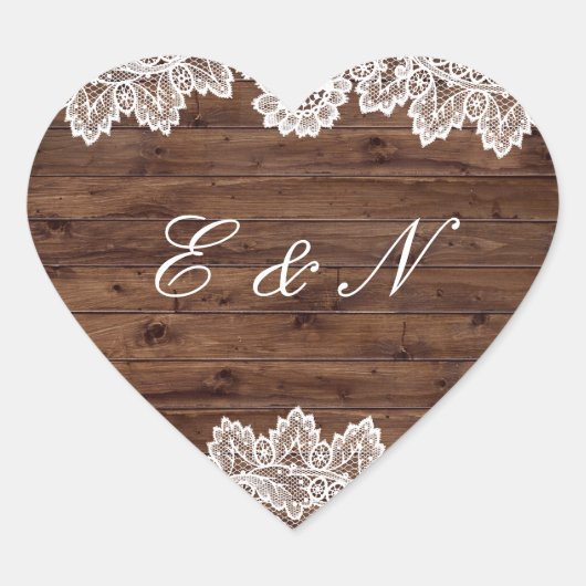 Rustic Wood Vintag Lace Wedger Sticker (Vorderseite)