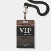 Rustic Wood VIP All Access Pass Event ID Abzeichen Ausweis (Vorderseite mit Schlüsselband)