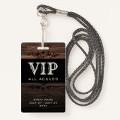 Rustic Wood VIP All Access Pass Event ID Abzeichen Ausweis (Vorderseite mit Schlüsselband)