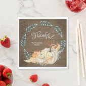 Rustic Wood w Herbstlaubs n Pumpkin Erntedank Serviette (Beispiel)