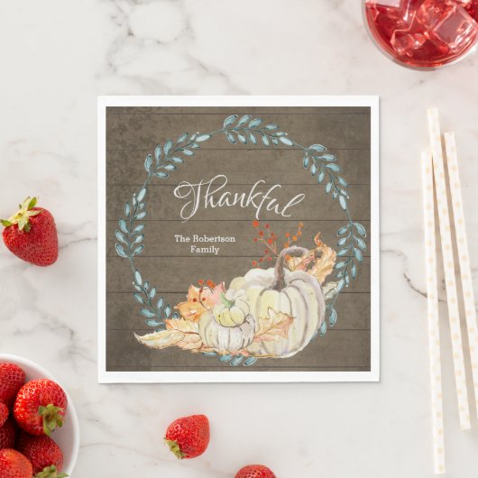 Rustic Wood w Herbstlaubs n Pumpkin Erntedank Serviette (Beispiel)