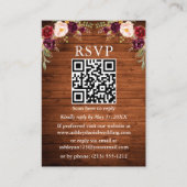Rustic Wood Watercolor Burgundy Floral QR UAWG Begleitkarte (Vorderseite)