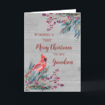 Rustic Wood Watercolor Grandson Frohe Weihnachten Karte<br><div class="desc">Frohe Weihnachten für Enkelkarte mit winterfarbenem Wasser,  Kardinal,  rustikalem Holzmuster und nachdenklichem Vers.</div>