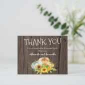 Rustic Wood Watercolor Pumpkin Fall Danke Karte (Stehend Vorderseite)