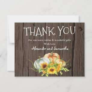 Rustic Wood Watercolor Pumpkin Fall Danke Karte