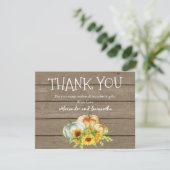 Rustic Wood Watercolor Pumpkin Fall Danke Karte (Stehend Vorderseite)