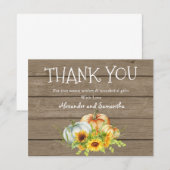 Rustic Wood Watercolor Pumpkin Fall Danke Karte (Vorne/Hinten)
