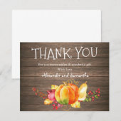 Rustic Wood Watercolor Pumpkin Fall Danke Karte (Vorne/Hinten)