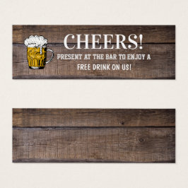 Rustic Wood Wedding Bar Pub Drink Voucher Ticket