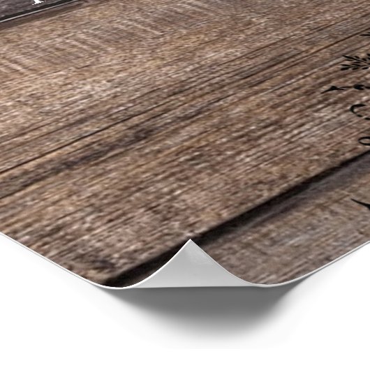 Rustic Wood Wedding Begrüßungsname, Date Poster (Ecke)