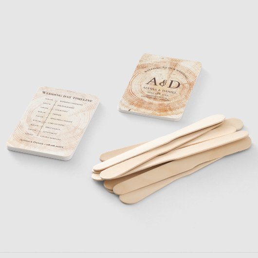 Rustic Wood Wedding Day Timeline Souvenir Fächer (Non-assembled)