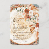 Rustic Wood Wedding Details – Boho Pampas Info Begleitkarte (Vorderseite)