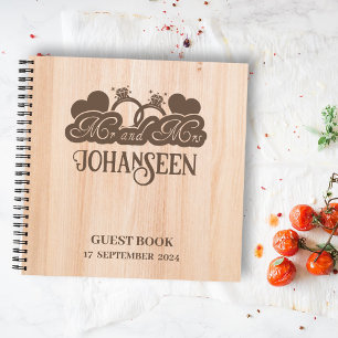 Rustic Wood Wedding Elegant Mr. und Mrs. Guest boo Notizblock