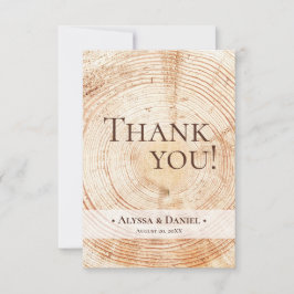 Rustic Wood Wedding Foto klein Dankeskarte