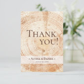 Rustic Wood Wedding Foto klein Dankeskarte (Stehend Vorderseite)
