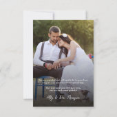 Rustic Wood Wedding Foto klein Dankeskarte (Rückseite)