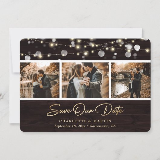 Rustic Wood Wedding Foto Rette unsere Date Card Save The Date (Vorderseite)