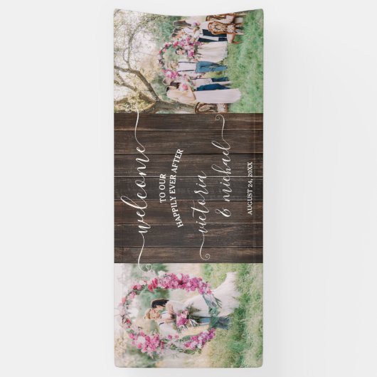 Rustic Wood wedding Foto - Willkommen Banner (Vertikal)