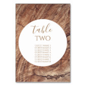 Rustic Wood Wedding Guest Names Tischnummer (Rückseite)