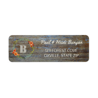 Rustic Wood Wedding Label | Woodland Boho Floral