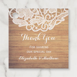 Rustic Wood Wedding Lace Vielen Dank Geschenkanhänger