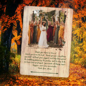 Rustic Wood Wedding Party Danke Foto Message