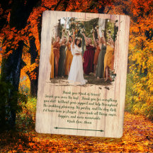 Rustic Wood Wedding Party Danke Foto Message