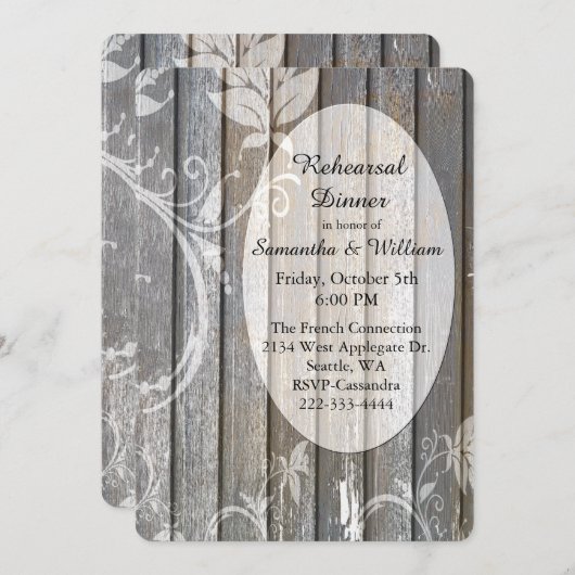 Rustic Wood Wedding Probe Dinner Einladung (Vorne/Hinten)