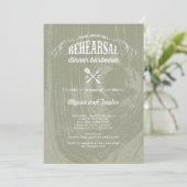 Rustic Wood Wedding Probe Dinner GRILLEN Party Einladung (Stehend Vorderseite)
