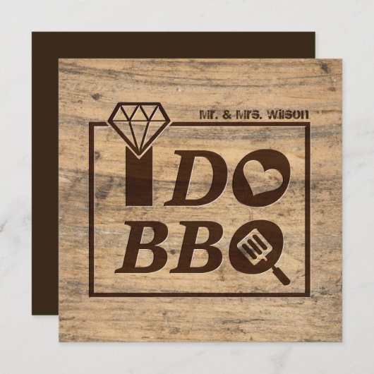Rustic Wood Wedding Probe Dinner GRILLEN UAWG Einladung (Vorne/Hinten)