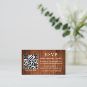 Rustic Wood Wedding QR UAWG Begleitkarte (Stehend Vorderseite)