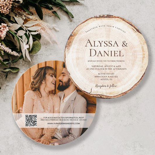 Rustic Wood Wedding QR Webseite Benutzerdefinierte Einladung