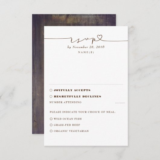 Rustic Wood Wedding RSVP (Vorne/Hinten)
