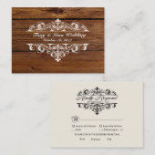Rustic Wood Wedding RSVP Card Begleitkarte (Vorne/Hinten)