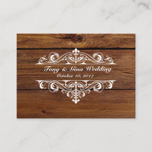 Rustic Wood Wedding RSVP Card Begleitkarte (Vorderseite)